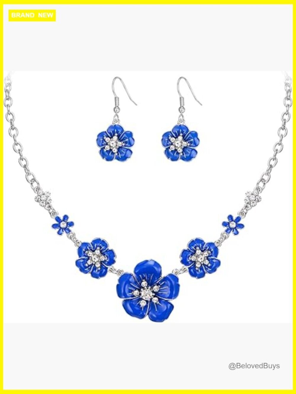 Boho Floral Collar Necklace and Earrings Set, Statement Jewelry